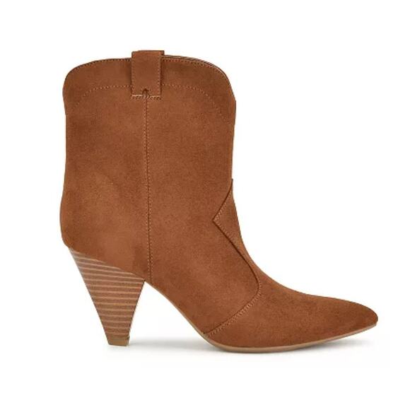 Nine West Cindra Western Boots 9 NWOT Brown Tan Ankle Booties Heel - Picture 3 of 9